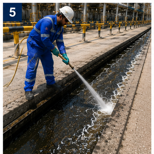 REMOVAL DEBRIS FROM OPEN TRENCHES/DRAINS AT PETROCHEMICAL FACILITY, BOROUGE, RUWAIS